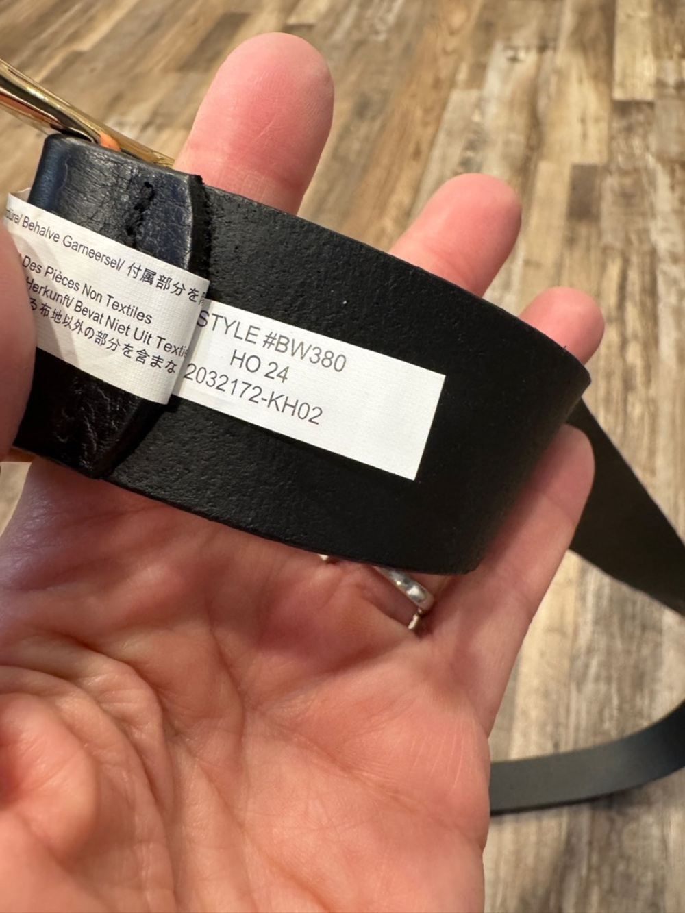 JCREW Black Pebbled Leather Belt with Gold Oval Buckle size L - Picture 6 of 8